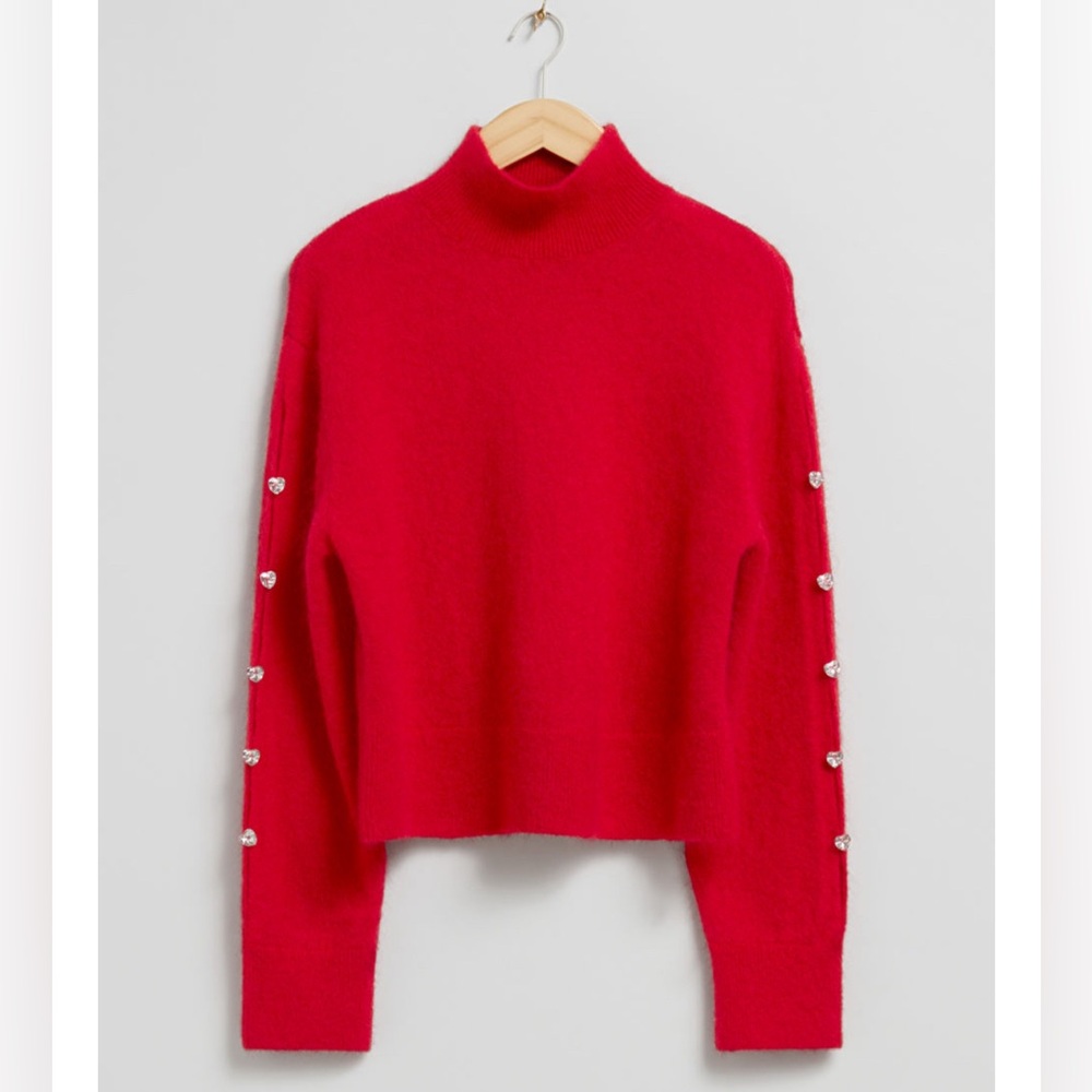 & Other Stories Cropped Rhinestone Embellished Sweater